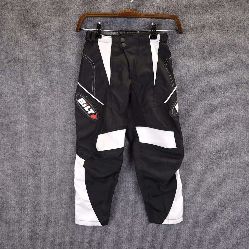 Bilt Pants Boys' 22Y Black‎ White Motorcycle Motocross Riding Kids Racing